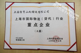 我司榮膺上海市國際物流貨代業重點企業A類企業資格，彰顯專業實力